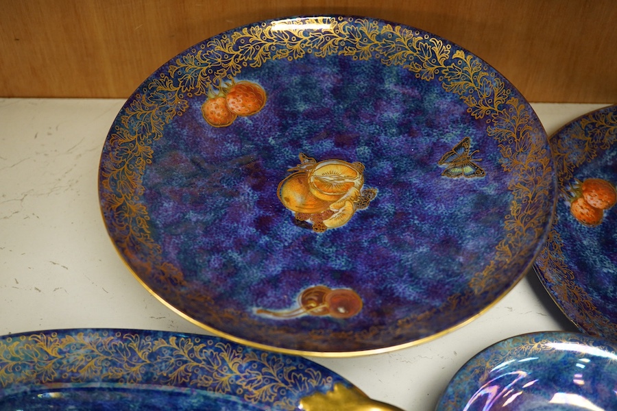 A group of four Rosenthal lustre plates bowls and a comport, comport 22cm diameter. Condition - good